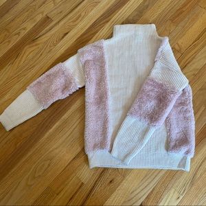 Strut & Bolt Pink Sweater with Faux Fur
